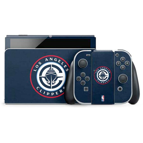 NBA Los Angeles Clippers Distressed Blue Nintendo Switch OLED (2021) Skin